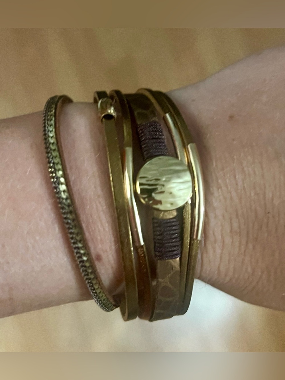 BEST BOHO BRACELET - Gold-Tone  Brown Faux Leather Multi Strand Wrap Bracelet